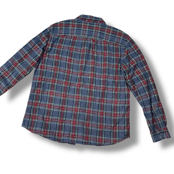 L.L. Bean Flannel Shirt Sz XL Slim Fit Plaid Button-Up Cotton Long Sleeve Retro - Picture 5 of 7